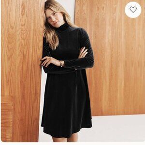 Lands End Long Sleeve Velvet Turtleneck Dress Woman Large Grey Goth Goblin Fairy